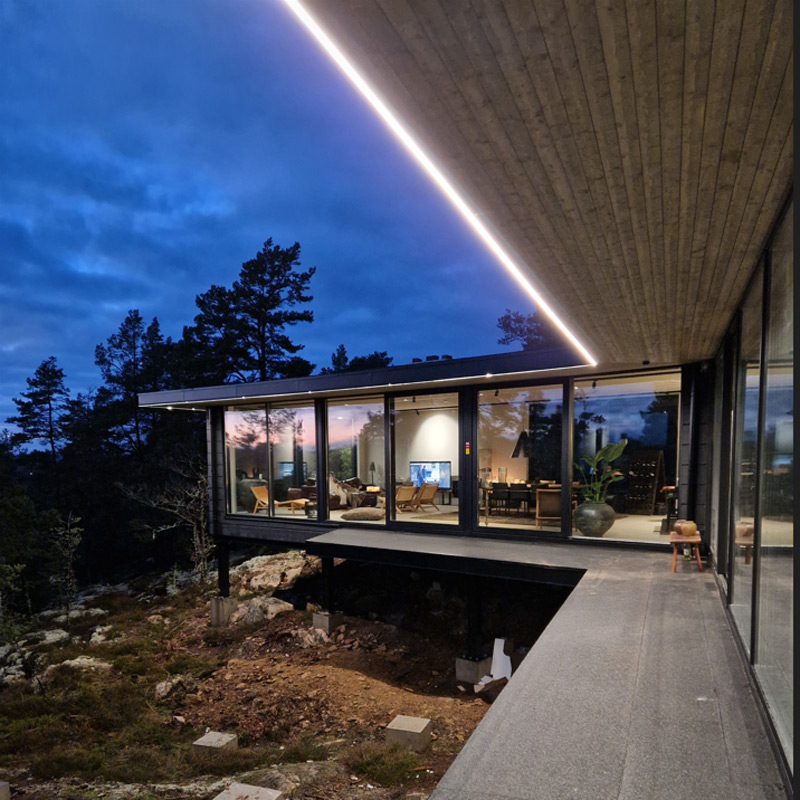 utomhus fasadbelysning med ledstrips