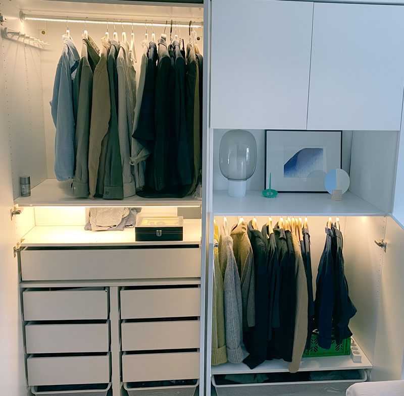 Belysning garderob linjart ljus